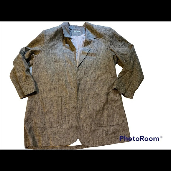 Vintage Ann May 100% Woven Silk Blazer Sz L - Picture 4 of 13